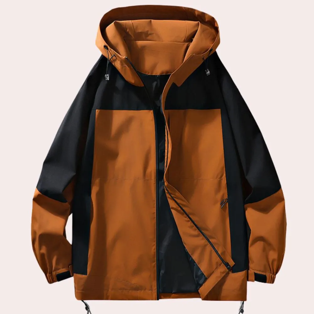 Jassen Heren*Nicholas - Trendy color block zomer herenjack Bruin