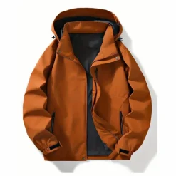 Jassen Heren*NIKOLAI - Waterdichte zomerjas met afneembare capuchon Karamel