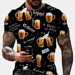 Shirts Heren*Nikos - Speelse print Zomer Oktoberfest T-Shirt voor heren