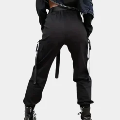 Broeken & Rokken Dames*Noemi - Zomerse cargo broek met hoge taille voor dames Zwart