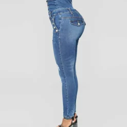 Broeken & Rokken Dames*Nola - Elegante Hoog Taille Skinny Zomerbroek voor Dames Blauw