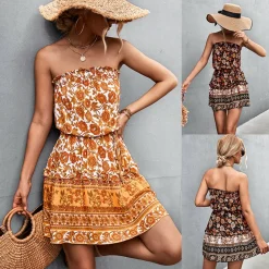 Jurken & Jumpsuits Dames*NORI - Bloemen tube top mini zomerjurk