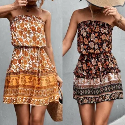 Jurken & Jumpsuits Dames*NORI - Bloemen tube top mini zomerjurk