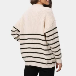 Truien & Vesten Dames*Nydia - Dames Casual Gestreept Gebreid Half Rits Zomertrui