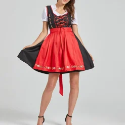 Jurken & Jumpsuits Dames*Octavia - Elegante Zomerse Oktoberfest Dirndl voor dames Rood