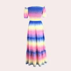 Jurken & Jumpsuits Dames*Off-shoulder gelaagde damesjurk voor de zomer Gemengde Kleur