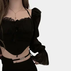 Topjes & Shirts Dames*Off-shoulder zomerse crop top voor dames Zwart