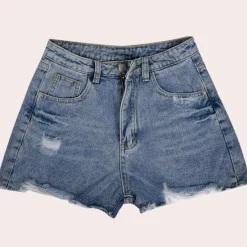 Broeken & Rokken Dames*Ondine - Trendy Denim Shorts voor Dames - Zomerse Stijl Lichtblauw