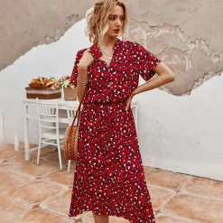 Jurken & Jumpsuits Dames*ORANE - Zomerse bedrukte v-hals jurk