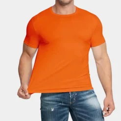 Shirts Heren*zomer t-shirt met ronde hals Oranje