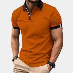 Shirts Heren*zomeroverhemd met korte mouwen voor heren Oranje
