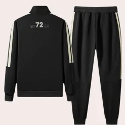 Sets Heren*Otilio - Luchtige en stijlvolle zomerse tweedelige joggerset Zwart