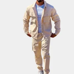 Sets Heren*Pasquale - Trendy zomers tweedelig cargopak voor heren