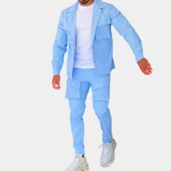 Sets Heren*Pasquale - Trendy zomers tweedelig cargopak voor heren