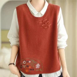 Truien & Vesten Dames*Penina - Elegant geborduurd damesvest met bloemen voor de zomer