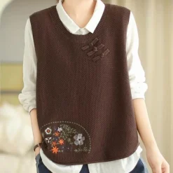 Truien & Vesten Dames*Penina - Elegant geborduurd damesvest met bloemen voor de zomer