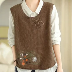 Truien & Vesten Dames*Penina - Elegant geborduurd damesvest met bloemen voor de zomer