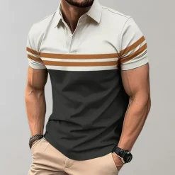 Shirts Heren*Pepijn - Casual gestreept poloshirt voor mannen - Zomerse editie Donkerbruin