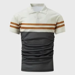 Shirts Heren*Pepijn - Casual gestreept poloshirt voor mannen - Zomerse editie Donkerbruin