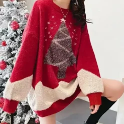 Truien & Vesten Dames*PHOEBIE - Geraffineerde Kersttrui voor Dames Rood