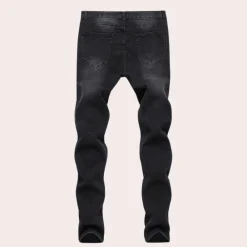 Broeken Heren*Pietro - Moderne herenjeans met verfdesign voor de zomer Zwart