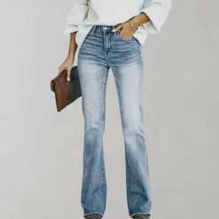 Broeken & Rokken Dames*Pinja - Vervaagde uitlopende zomerbroek Hemelsblauw