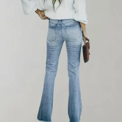 Broeken & Rokken Dames*Pinja - Vervaagde uitlopende zomerbroek Hemelsblauw