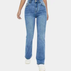 Broeken & Rokken Dames*Pippa - Casual damesjeans met hoge taille voor de zomer Blauw