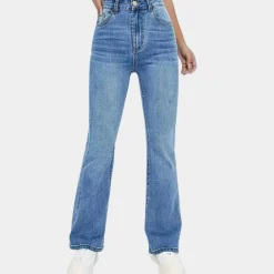 Broeken & Rokken Dames*Pippa - Casual damesjeans met hoge taille voor de zomer Blauw