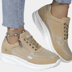 Damesschoenen*Pola - Comfortabele zomerse damessneakers Abrikoos