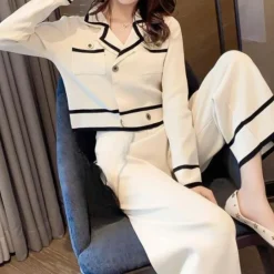 Sets Dames*Polixeni - Luchtige gebreide 2-delige zomerset voor dames Wit