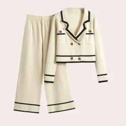 Sets Dames*Polixeni - Luchtige gebreide 2-delige zomerset voor dames Wit