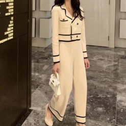 Sets Dames*Polixeni - Luchtige gebreide 2-delige zomerset voor dames Wit