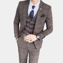 Sets Heren*Prewitt - Stijlvol geruit driedelig herenpak voor de zomer