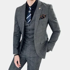 Sets Heren*Prewitt - Stijlvol geruit driedelig herenpak voor de zomer