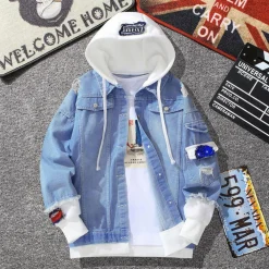 Jassen Heren*Quentin - Trendy heren denim jack met capuchon voor de zomer.