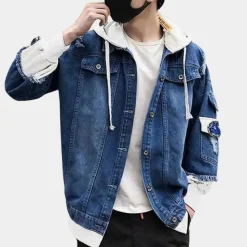 Jassen Heren*Quentin - Trendy heren denim jack met capuchon voor de zomer.