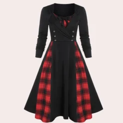 Jurken & Jumpsuits Dames*Rania - Stijlvolle A-lijn Zomerjurk met Geruit design