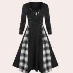 Jurken & Jumpsuits Dames*Rania - Stijlvolle A-lijn Zomerjurk met Geruit design