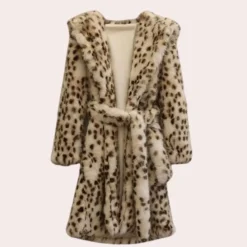 Jassen Dames*REBECCA - Comfortabele Fluffy Mantel met Kap voor Dames Bruin