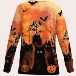 Topjes & Shirts Dames*Rella - Dames T-shirt met Zomerse Kat opdruk Oranje