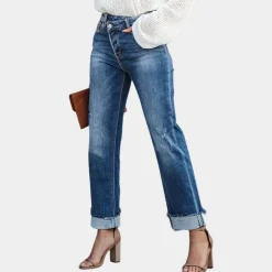Broeken & Rokken Dames*Remi - Stijlvolle casual zomerjeans voor dames Medium Blauw
