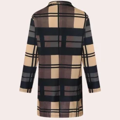 Jassen Heren*RICHARD - Modieuze Geruite Mantel voor Heren Zwart Bruin