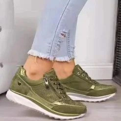 Damesschoenen*Rodica - Stijlvolle zomerse damessneakers met rits