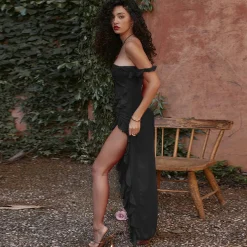 Jurken & Jumpsuits Dames*ROMINA - Luchtige geruffelde maxi-jurk met split voor de zomer