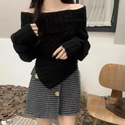 Truien & Vesten Dames*Rosalina - Stijlvolle Gebreide Vrouwen Trui met Off-Schouder voor Lente/Zomer