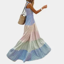 Jurken & Jumpsuits Dames*Rosalind - Zomerse multicolor maxi-jurk voor dames