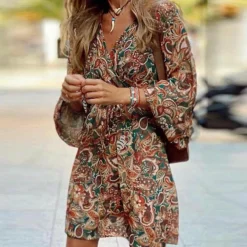 Jurken & Jumpsuits Dames*ROSHNIE - Elegante zomer mini-jurk Bruin