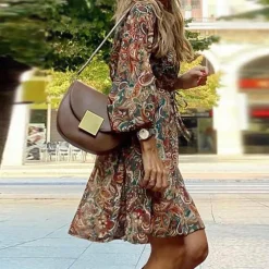 Jurken & Jumpsuits Dames*ROSHNIE - Elegante zomer mini-jurk Bruin