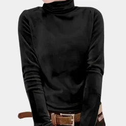 Topjes & Shirts Dames*Rosina - Comfortabel Vrouwen Turtleneck T-shirt Zwart
